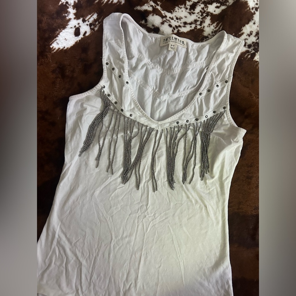 Idyllwind Ivory Beaded Fringe Top